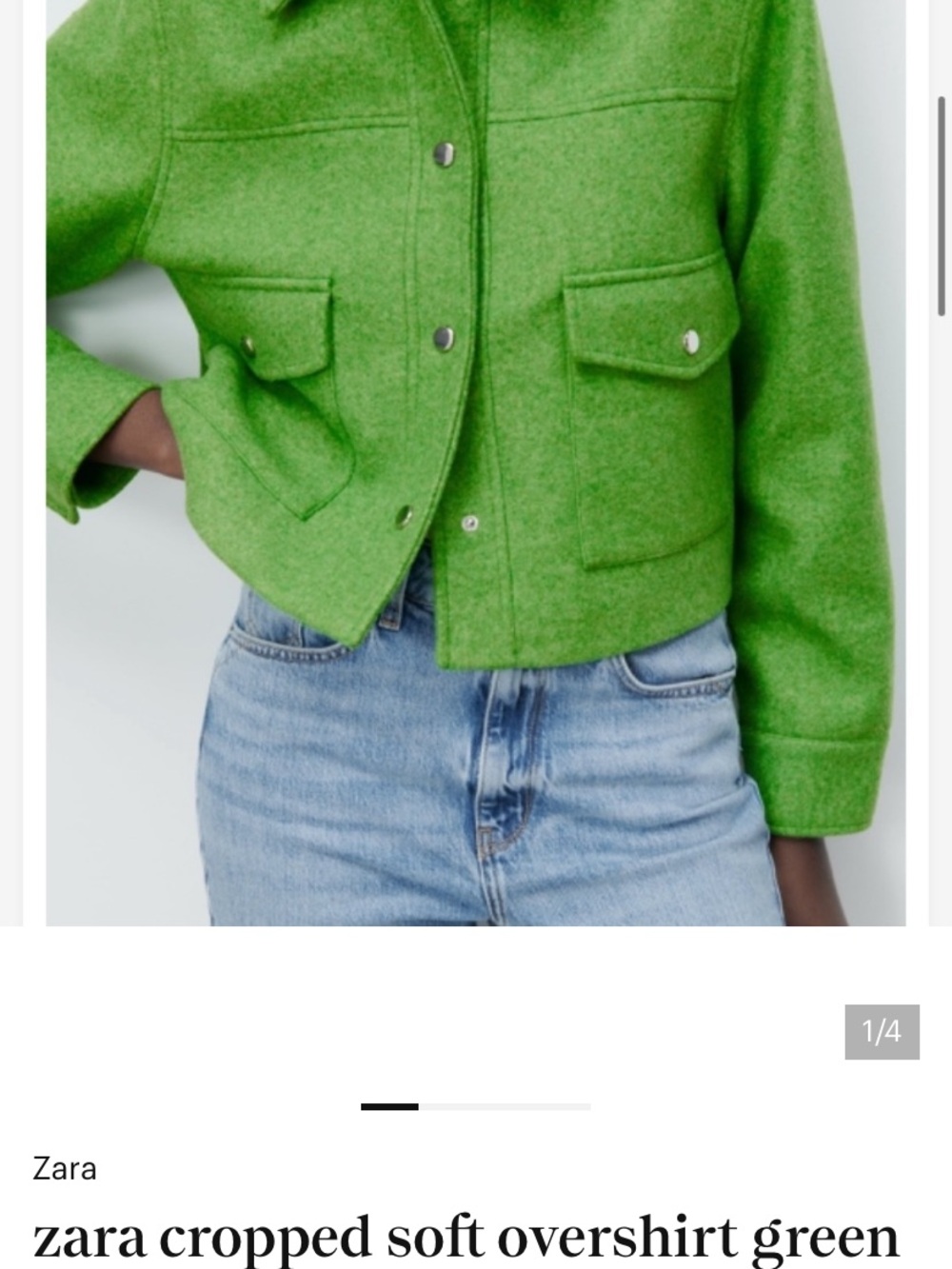 Zara Bright Green Cropped Utility Jacket
